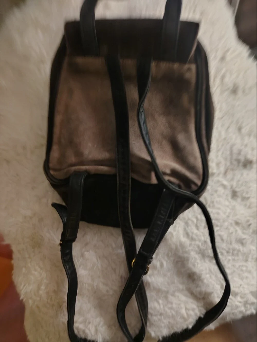 Vintage Paloma Picasso Brown Suede Leather Mini Backpack Made In Italy